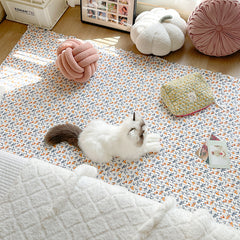 YICKYUE  -  Ins Floral Carpet Cotton Home Living Room Sofa Foot Mat Exquisite Girl's Room Decor Rugs Bedroom Bedside Carpet Sofa Cover Towel