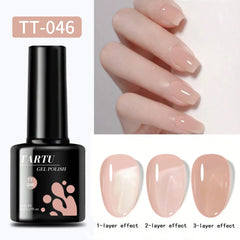 YICKYUE  -  1PC 8ML Jelly Natural Gel Nail Translucent Black Pink Blue Purple Gel Polish UV/LED Soak Off Gel Polish for DIY Holiday Gift