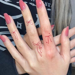 YICKYUE  -  [1-3 Days Pink Bow Tattoos] Y2K-Inspired Cute Pink Bow Temporary Tattoos Set for Fashionable and Cool Vibes, Dopamine-Inspired Assorted Bowknot Designs, Lasts 1-3 Days, Oblong Shape, Multi-Pack