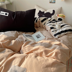 YICKYUE  -  Super Soft Cloud Wash Cotton Four-Piece Set of Student Dormitory Three-Piece Set of Bed Bamboo Cartoon Bedding Set