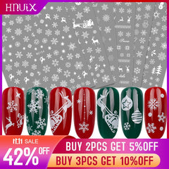 1 pieces stickers for christmas nails decals snowflakes envelopes christmas snowman decorations for winter nails manicure tools
