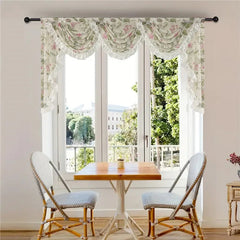 YICKYUE  -  American Flower Ruffled Lace Valance Curtain For Living Room Bedroom Romantic Pastoral Waterfall Short Tulle Drapes For Kitchen