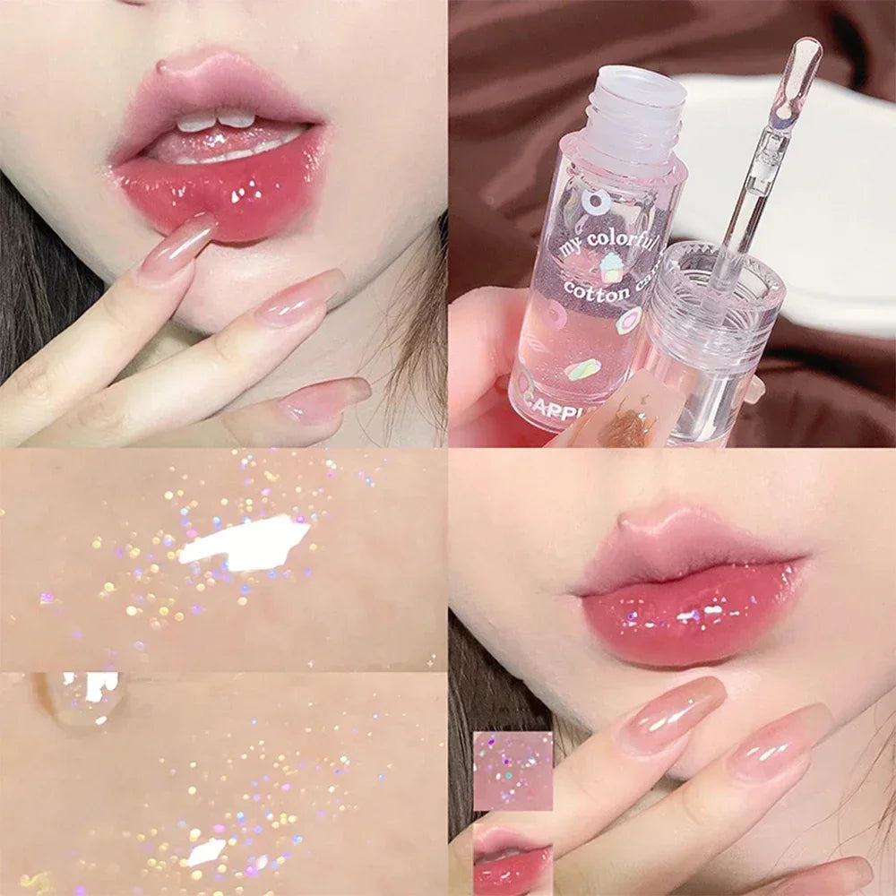 YICKYUE  -  Waterproof Mirror Pearl Lip Gloss Long Lasting Moisturizing Lipstick Shine Glitter Transparent Lip Gloss Korean Makeup Cosmetic