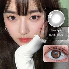 YICKYUE  -2pcs/pair Natural Pupil Lenses Contact Lenses for Eyes Comic Black Eyes Tear Eye 2 Tone Series Eye Contacts (dia:14mm)