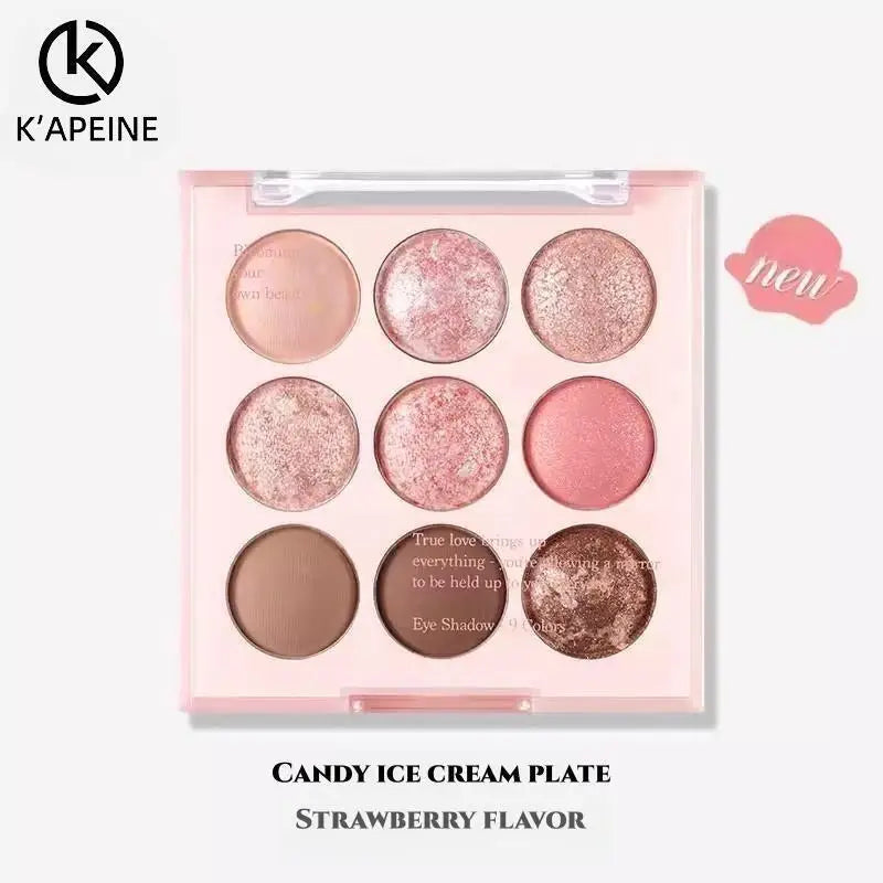 YICKYUE  -  Ice Cream Eyeshadow Palette Glitter Rose Aegyosal Blush Oat Milk Tea Purple Eye Shadows Cool Tone Korean Makeup Women Cosmetics