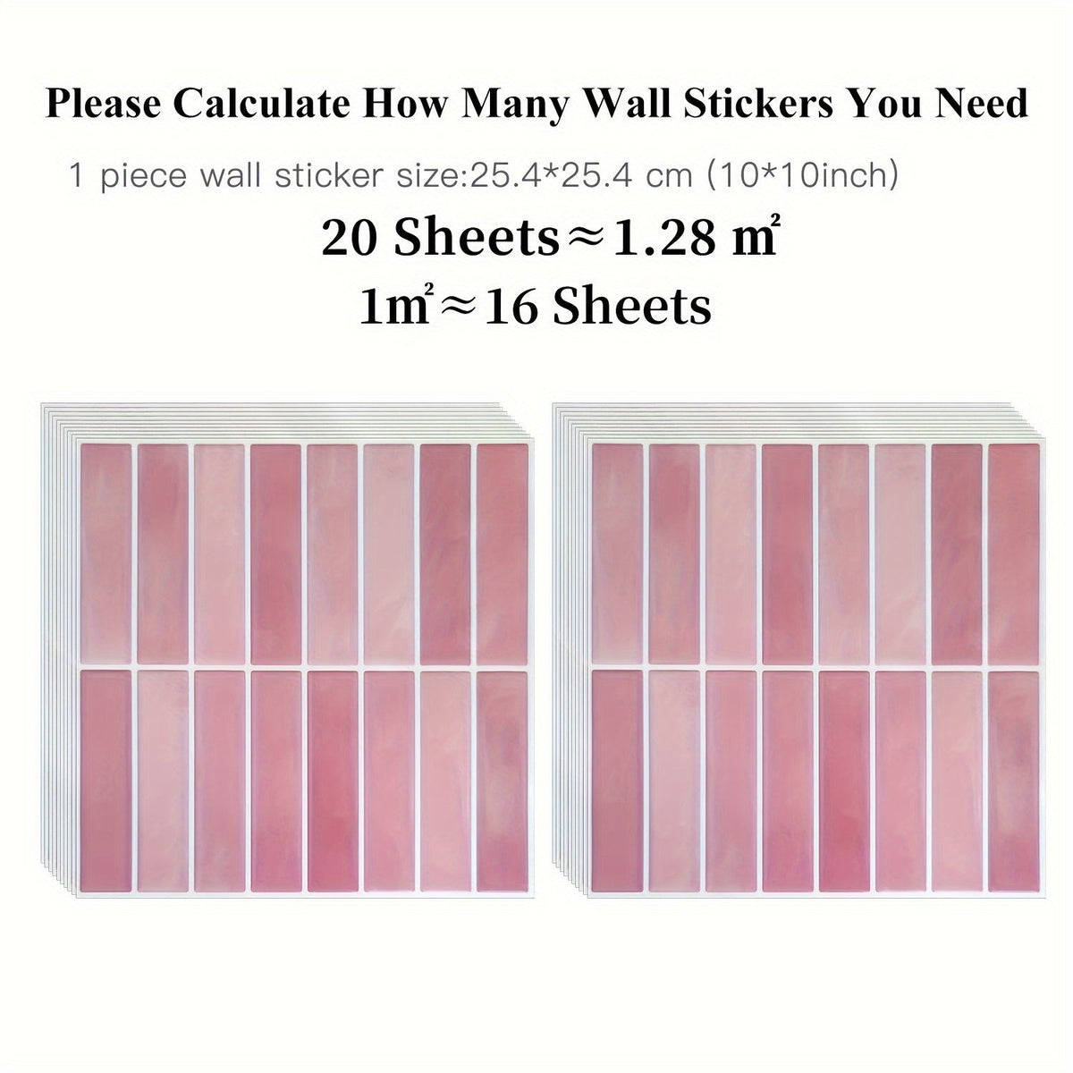 YICKYUE  -  20-Pack Self-Adhesive Pink Stone Pattern Tiles - Plaid PET Square Wall Hanging Decor, Waterproof Stain-Resistant Kitchen Decoration, Architecture Theme Indoor Wall Art, 10x10 Inch