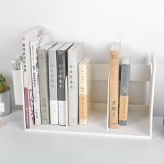 Multifunctional Desktop Bookend with Pen Box Home Office Stationery Organizer Shelf File Magazine Holder Book Stand Storage Rack