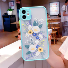 Luxury Flower Embossing Matte Silicone Shockproof Phone Case For iPhone 11 Pro Max X Xs XR 7 8 Plus SE 2 Ultra Thin Hard Cover