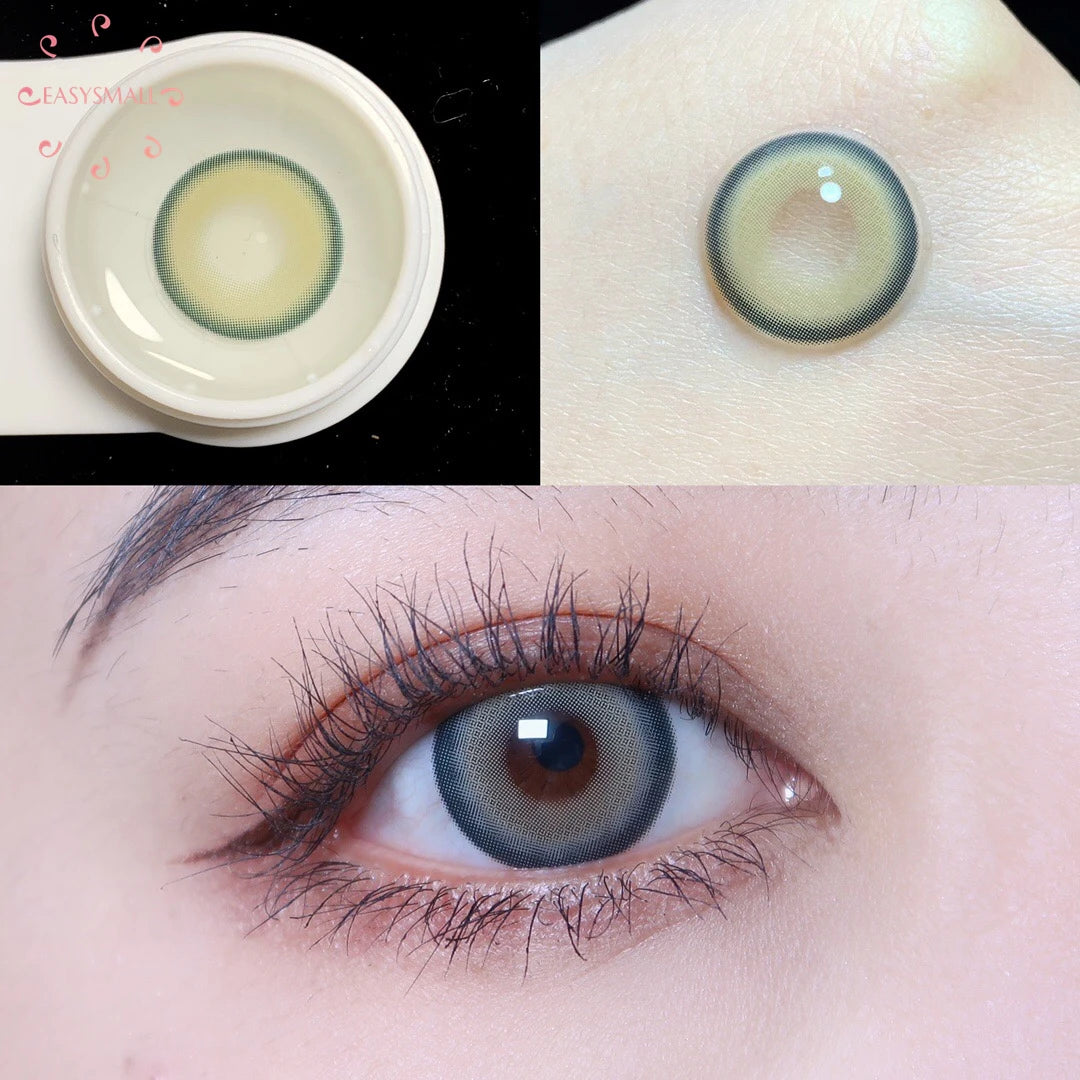 YICKYUE  NANA green contact lens dark unique Coloured Contact Lenses for Eyes Cosmetic big pupil Degree 2pcs/pair prescription