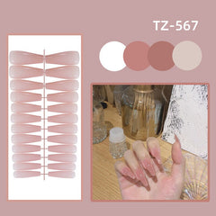 24pcs Solid Color Glossy Long Coffin False Nail Ballet Press on Nails Tips for Nails Art Artificial Fingernail Without Box