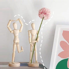 Articulated Human Model Wooden Man Joint Puppet Creative Art Desktop Ornaments DIY Hand Movable Puppet Flower Shelf