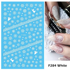 3D White Snowflakes Winter Sliders for Nail Stickers Christmas Decoration Decals for New Year DIY Manicure Art Tools GLF281-284
