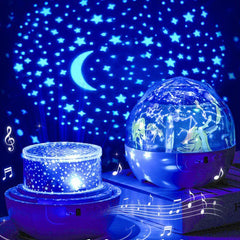 Starry Sky Projector Dream Moon Universe Ocean Music Box Bedroom Romantic Rotating Night Light Children's Birthday Gift