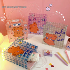 W&G 10pcs Bags PVC Kawaii Bear Storage Bag Girl Portable Shopping Bag Packaging Bag Gift Cartoon Handbag Organizer Women 2022