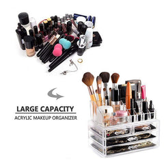 Transparent Cosmetic Storage Box Makeup Organizer  Rangement Double Makeup Brush  Lipstick Storage Jewelry Drawer Organizador