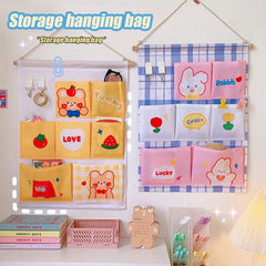 Home Decor Storage Bag Fabric Hanging Bag Cute Bedside Door Back Cabinet Hanging Storage Kawaii Organizer Pink Desk Organizer