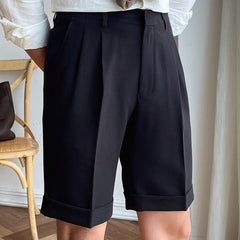 YICKYUE  -  Summer Suits Shorts Men Solid Color Business Dress Pants Office Social Casual Slim Fit Pants Wedding Streetwear Trousers