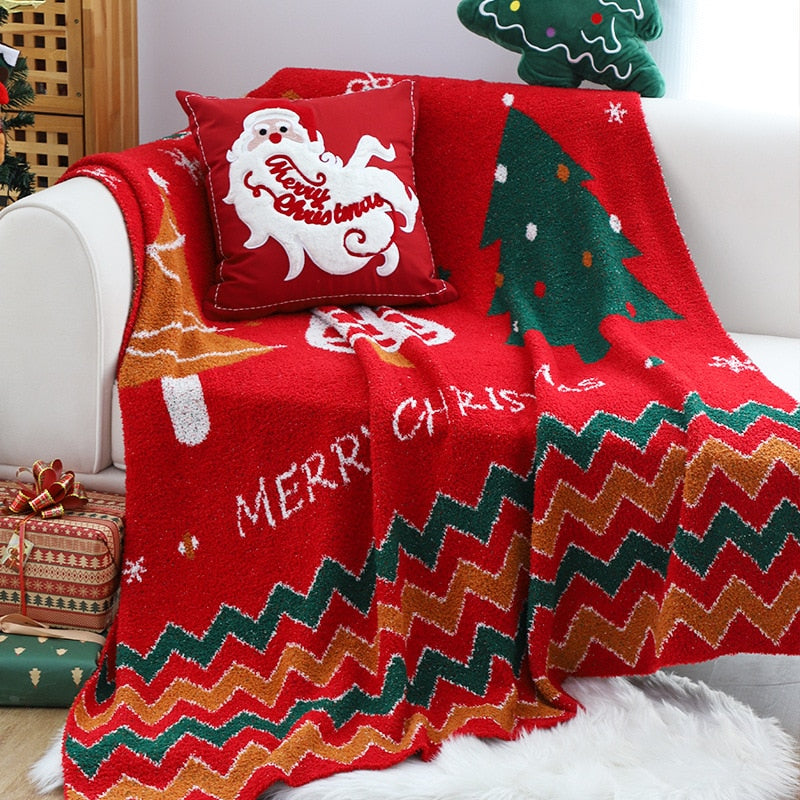 Yickyue Christmas Blanket Thick Winter Warm Throw Blanket Soft Cozy Lightweight Blanket Knit Bedspread Party Decor Gifts Blankets