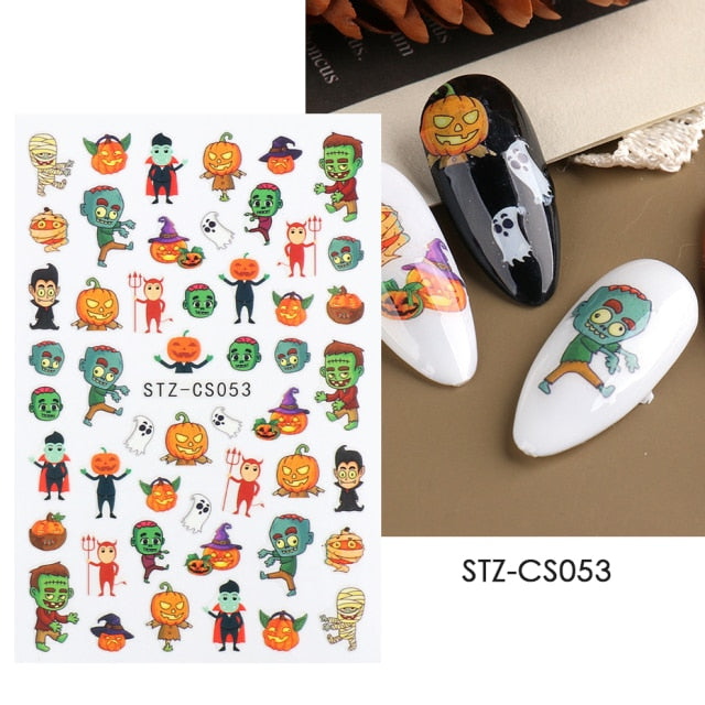 Merry Christmas 3D Nails Sticker Winter Snowflake Elk Xmas Trees Cartoon Adhesive Sliders Nail Art Accessories Decals BEF797-801
