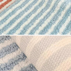 Long Tufting Stripe Bedroom Rug Bathrooom Mat Geometric Soft Fluffy Bathmat Bedside Carpet Floor Anti Slip Pad Chic Home Decor