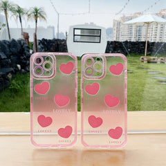 Pink lovely love soft silicone phone case for iphone 12 mini 11 pro max xs max 7 8 plus x xr cute heart angle cover capa shell