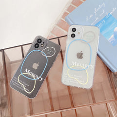 Art letter memory silicone clear phone case for iphone 12 11 pro max mini 7 8 plus x xr xs max se  cute cover shell funda