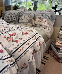 YICKYUE  -  Romantic sweet fairyfair floral bedding set,twin full queen king rustic cotton home textile bed sheet pillow case duvet cover