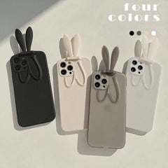 Rabbit ears Folding stand holder soft silicone phone case for iphone 12 mini 7 8 se 2020 plus 11 pro max xsmax x xr cute cover