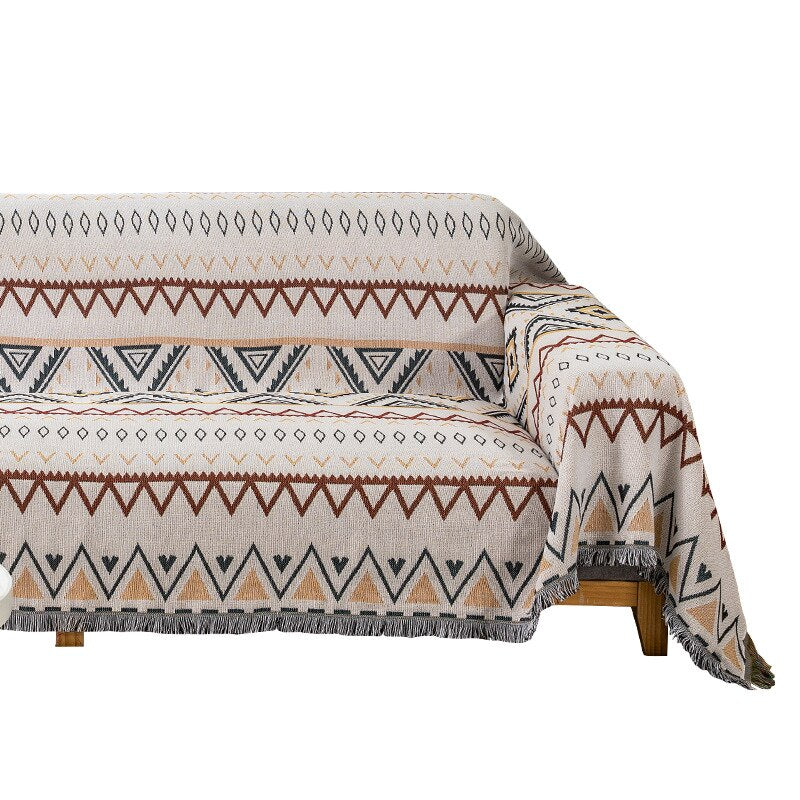 Nordic retro sofa blanket cover sofa towel knitted dust cover livingroom decor geometric bedspread picnic blanket boho rug