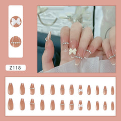 Halloween Detachable Press On Nails Long Black White Coffin Ballerina False Nails Wearable French 2021 New Full Cover Nail Tips