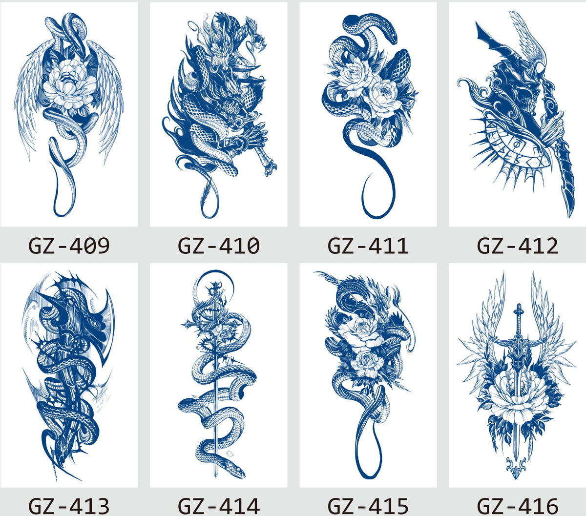 YICKYUE  -  Juice Tattoo Sticker 8Pcs/lot Flowers Tattoo Fake Long Lasting Herbal Semi-permanent Tattoos Leg Breast Sleeve Women