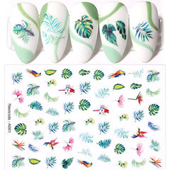 1 Sheet Black White 3D Nail Art Stickers Sliders Flowers Leaves Mandala Leaf Geometry Adhesive Nail Decals Foil Design