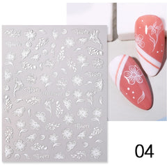Black White Butterfly 3D Nails Sticker Geometry Decals Flower Gold DIY Decals Designs For Nail Art Manicures Decorations Salon