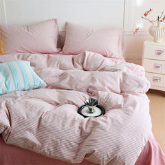 YICKYUE  Luxury 100% Cotton Yarn-Dyed 3-Piece Duvet Cover Set (1 Duvet Cover + 2 Pillowcases), Pre-Washed,Stripe Design, Bedding Set