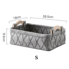 Collapsible Storage Basket Carry Wooden Handle Foldable Felt Cloth Laundry Basket Kids Toys Organizer Desktop Sundries Container