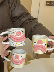 YICKYUE  -  Korean Style Cute and Quirky Ceramic Mugs, Couple Water Cups, Breakfast Coffee Cup, Home Drinking Utensils, Home Decoration