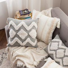 J Tassel Tufted Pillowcase Boho Style CushionCover 45x45cm/30x50cm Cushion Headboard Sofa Pillowcase Car Home Decoration