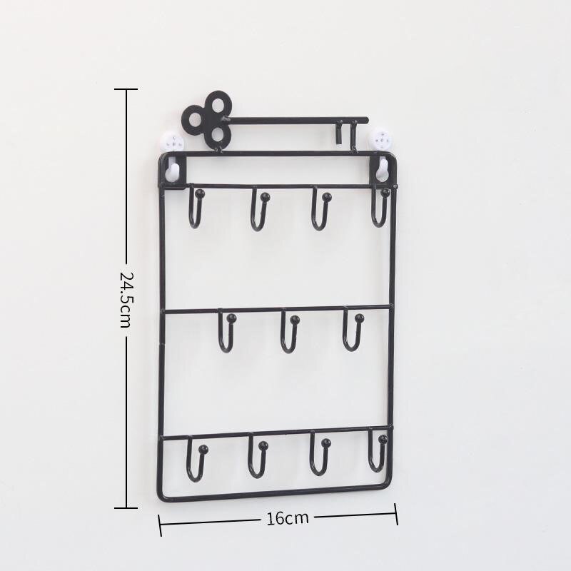 Wall Decor Iron Frame Hanging Storage Rack Key Hook Rack Wal Debris Hanging Storage Basket Key Hanger Holder Home Organizer