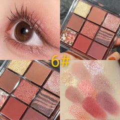 9 Colors Matte Glitter Eyeshadow Palette Waterproof Long-lasting Shimmer Eye Shadow Pigment Nude Shiny Eyeshadow Makeup Cosmetic