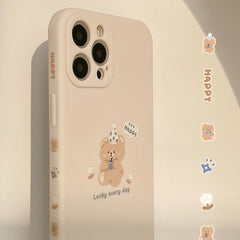 Birthday happy bear cute bears cartoon phone case for iphone 13 11 12 mini pro max x xr xs max 7 8 plus silicone shockproof capa