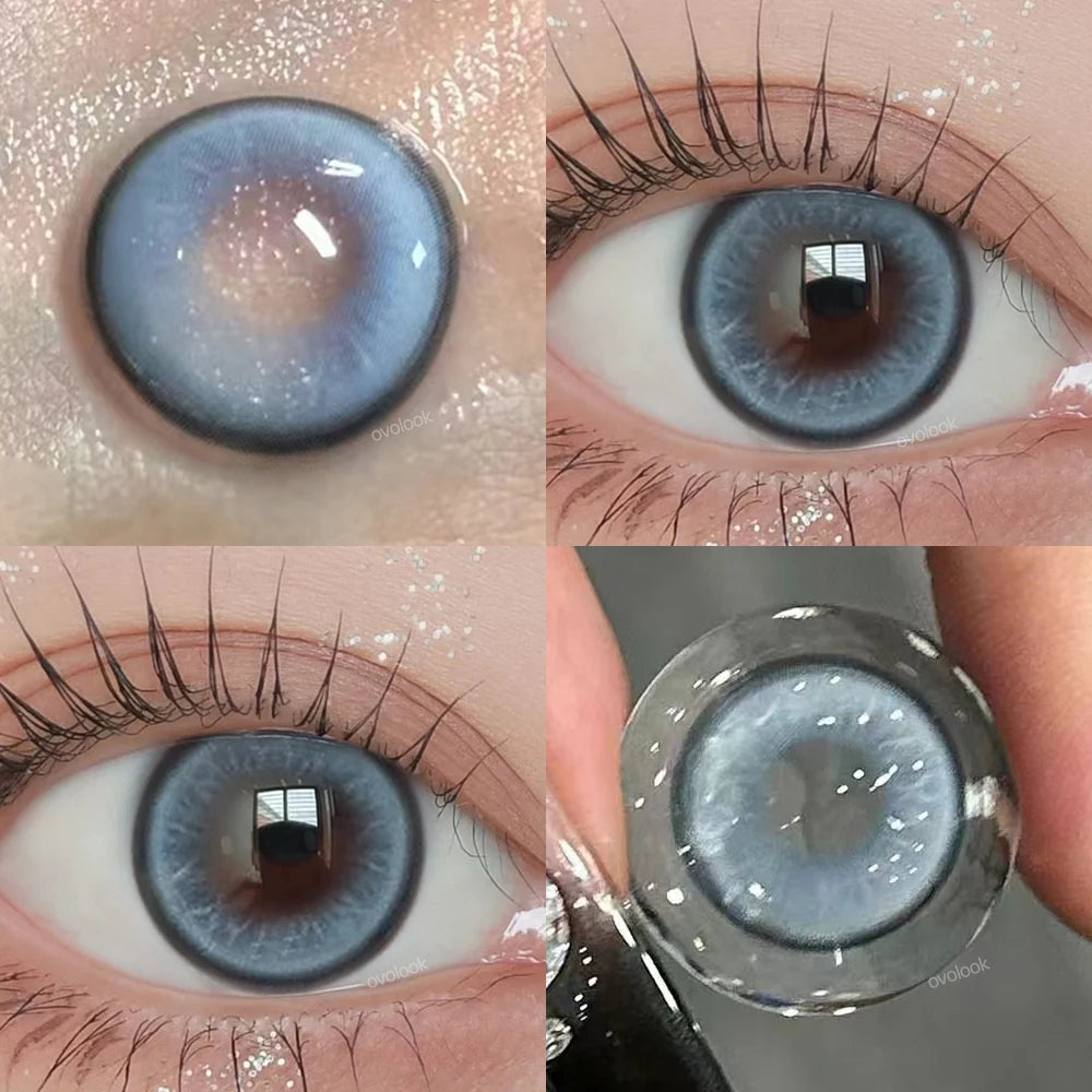 Yickyue  New 1Pair Fashion Big Lenses Myopia Colored Contact Lenses for Eyes Beauty Blue Eyes Lenses Green Pupils Brown Grey Lens