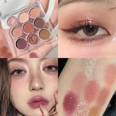 YICKYUE  -  9 Colors Makeup Party Eyeshadow Pallete Shiny Purple Eye Shadow Palette Brown Shimmer Glitter Matte Shades Neon Pigments