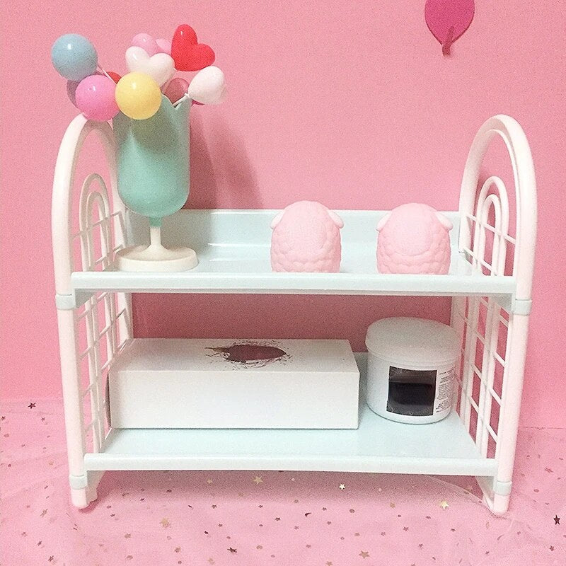 Yickyue Desktop Organizing Storage Rack Cosmetics Double-layer Storage Placing Rack Children's Toys Hand Office Doll Display Tools