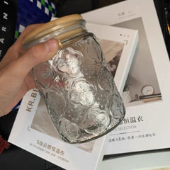 Vintage Old Flower Begonia Glass Storage Can Food Sealed Can Candy Storage Can