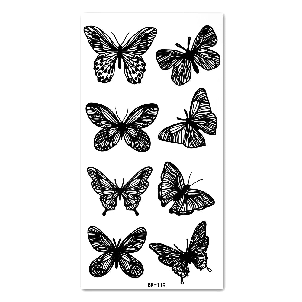 YICKYUE  -  Flower Butterfly Tattoos Sticker Waterproof Disposable Transfer Temporary Tattoo Women Men Hand Arm Body Fake Tattoos Decoration
