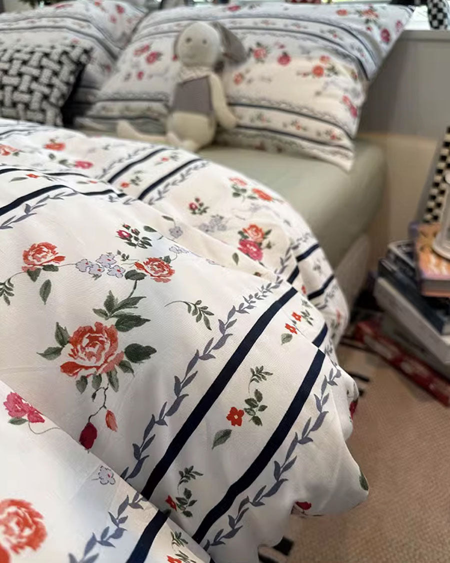 YICKYUE  -  Romantic sweet flower red bedding set 1.2 1.5 1.8 2.0,twin full queen king cotton home textile bed sheet pillow case quilt cover