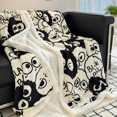 YICKYUE  -  Sherpa Fleece Throw Blanket for Couch Sofa Bed Plush Lightweight Cozy Soft Blankets and Throws Cartoon Warm Bed Cover Bedspreads