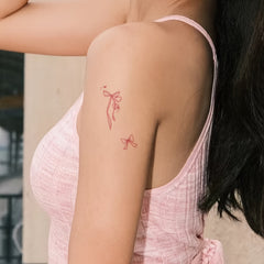 YICKYUE  -  [1-3 Days Pink Bow Tattoos] Y2K-Inspired Cute Pink Bow Temporary Tattoos Set for Fashionable and Cool Vibes, Dopamine-Inspired Assorted Bowknot Designs, Lasts 1-3 Days, Oblong Shape, Multi-Pack