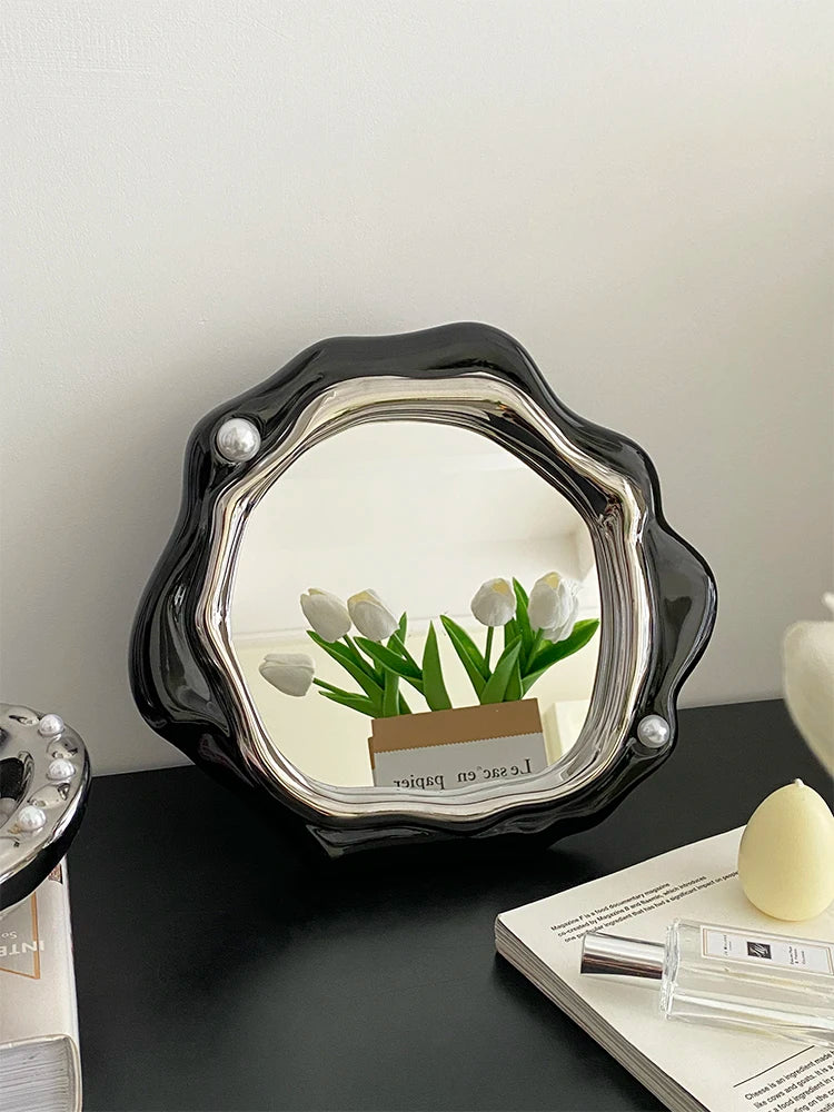 YICKYUE  -  Flexible Standingkawaii Mirrors Vanity Bathroom Small Nordic Portable Design Funky Mirror Living Room Spiegels Home Decoration
