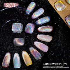SKVP Rainbow Cat Eye GelI 8ml Polish Winter colorful Reflective Glitter Universal Nail Polish Can Be Use On Any Color Nails